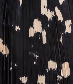 La Fée Maraboutée Midi geplooide jurk blauw en beige met lange mouwen en print navyBlue Best
