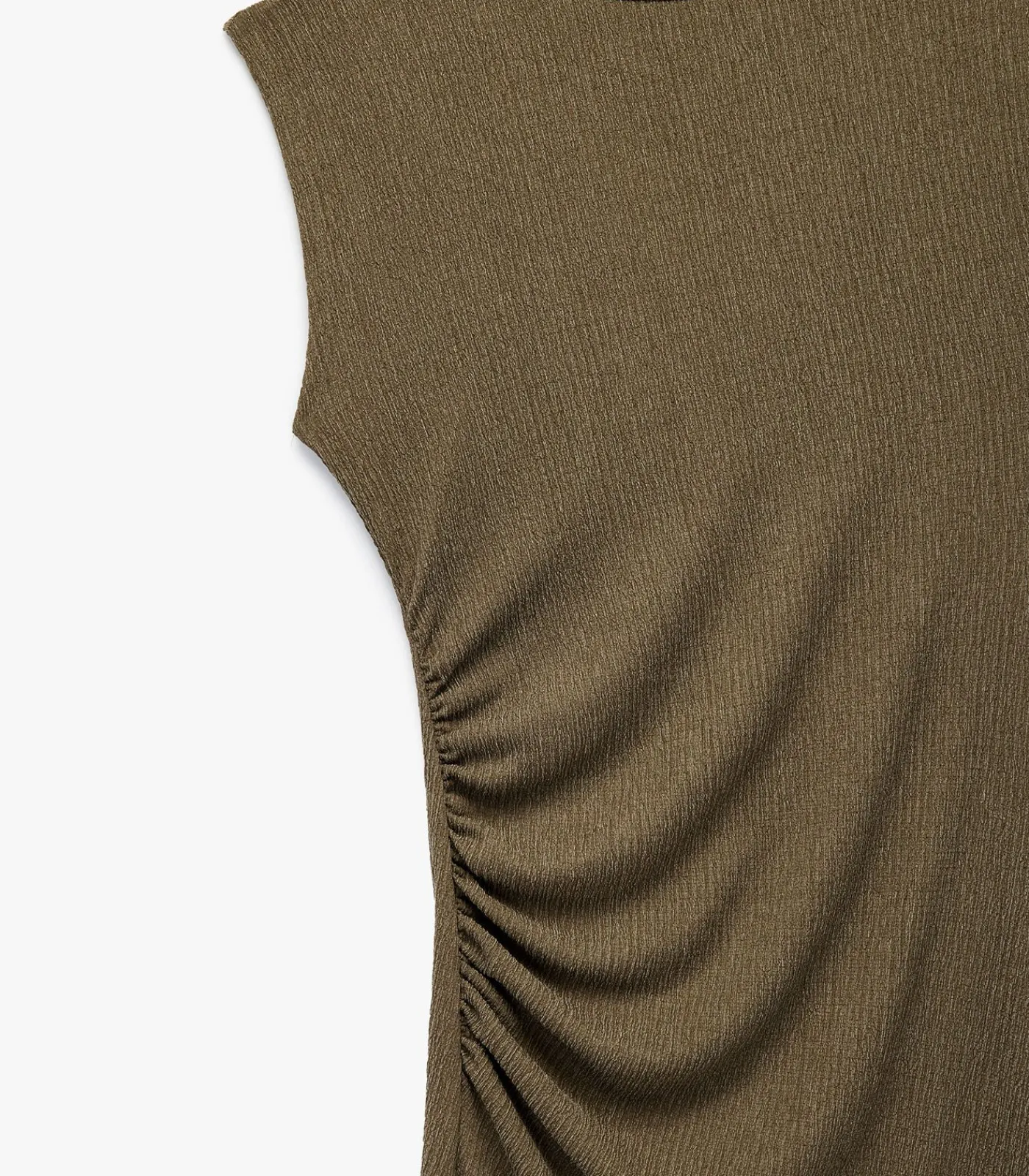 Koton Midi-jurk Asymmetrisch Mouwloos Plissé Groen khaki New