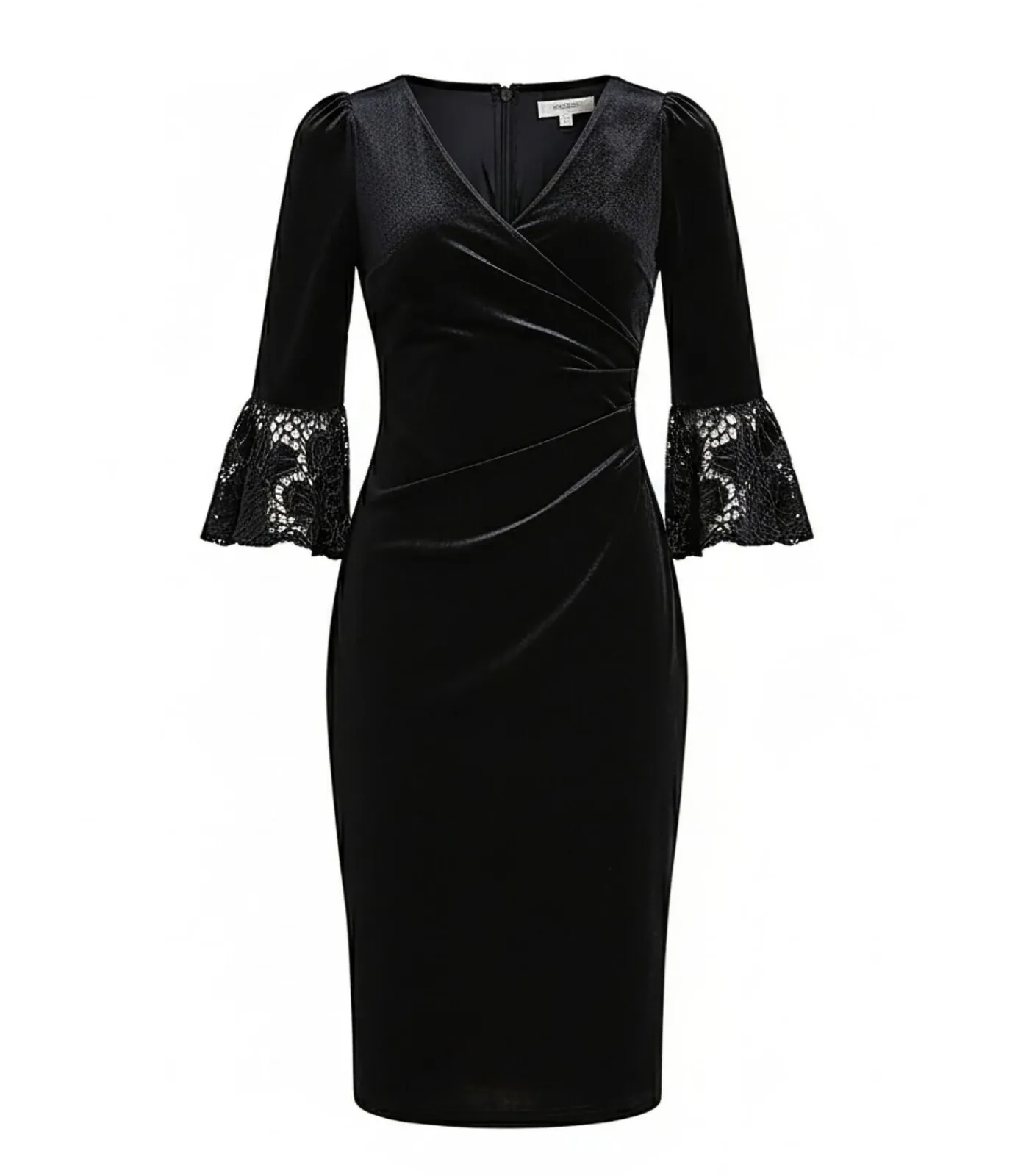 Goddiva Midi-jurk “Crochet Velvet Wrap Midi Dress” black Clearance
