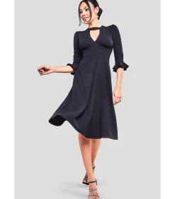 Goddiva Midi-jurk “Flared Sleeve Midi Dress” black