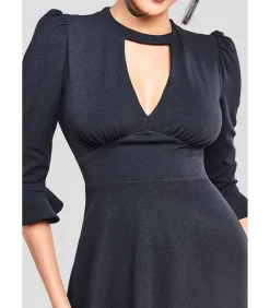 Goddiva Midi-jurk “Flared Sleeve Midi Dress” black
