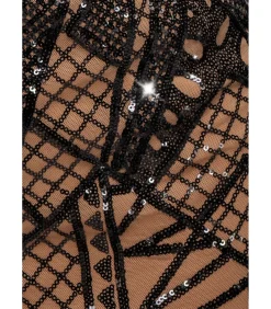 Goddiva Midi-jurk “Geometric Sequin Plunge Midi” black Outlet