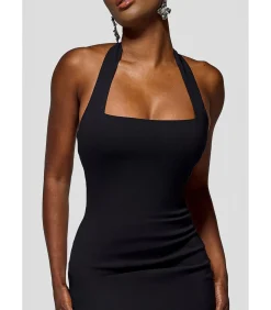 Goddiva Midi-jurk “Halter Neck Puff Hem Mermaid Midaxi Dress” black Discount