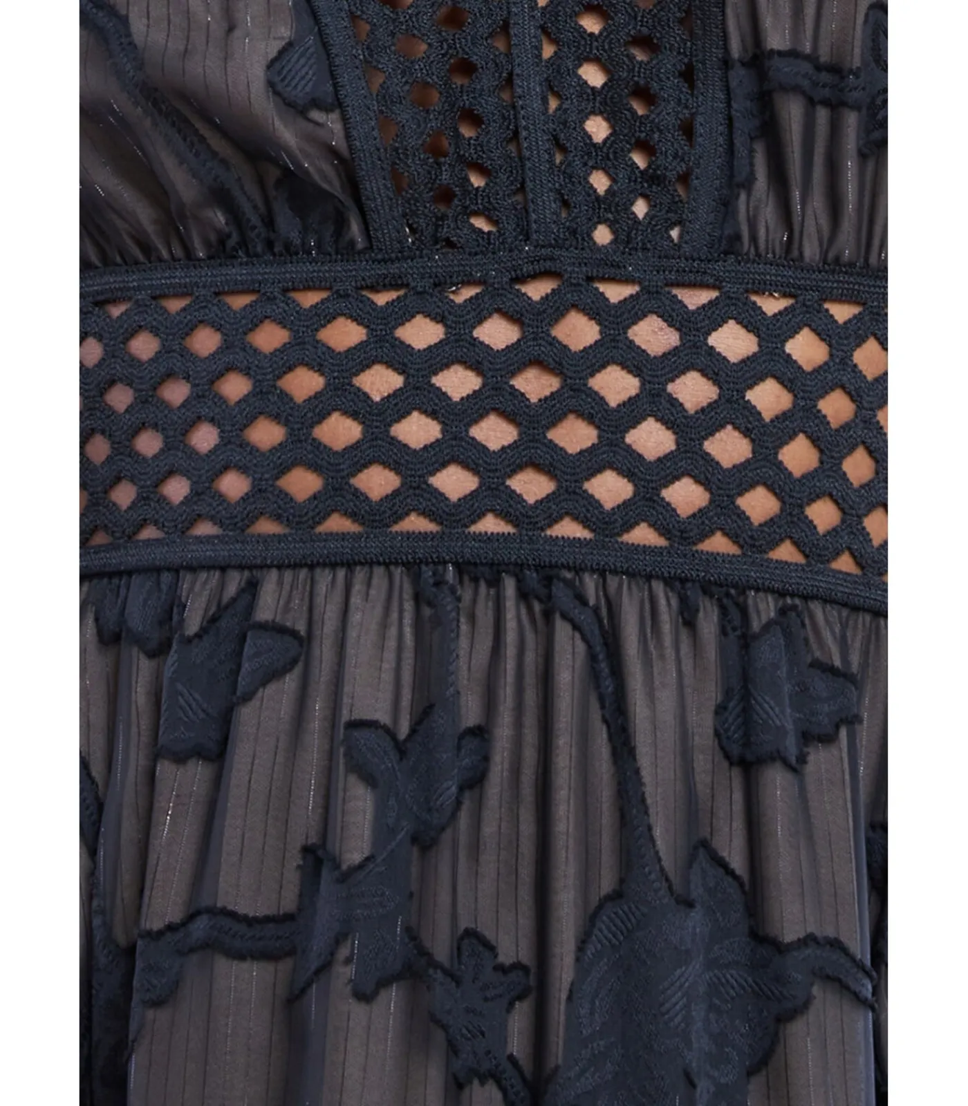 Goddiva Midi-jurk “Jacquard Lurex Burnout A Line Midi Dress” black Clearance