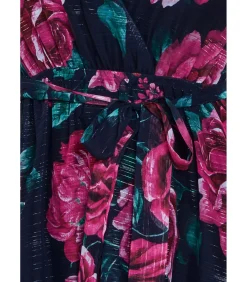 Goddiva Midi-jurk “Printed Lurex A Line Flutter Sleeve Midi Dress” black Online