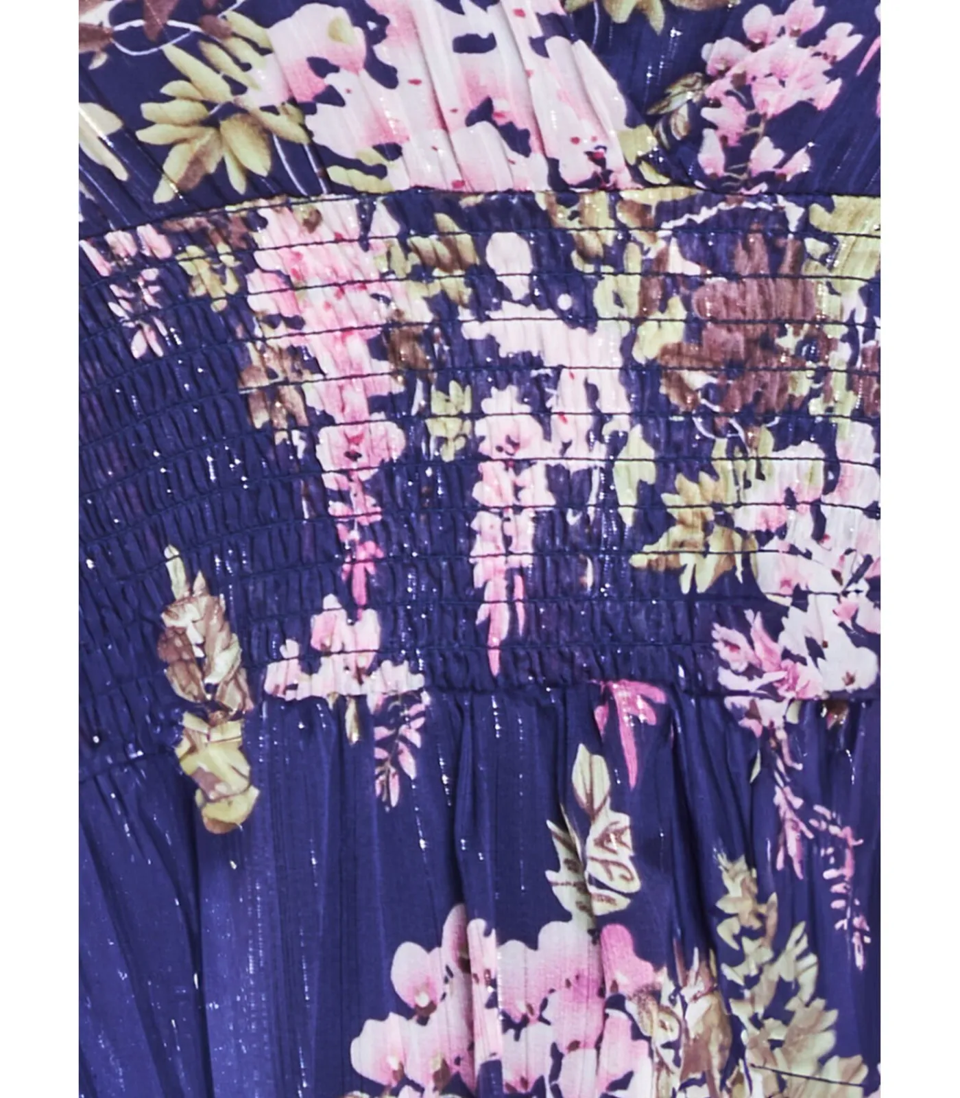 Goddiva Midi-jurk “Printed Lurex Chiffon Long Sleeve Midi Dress” darkBlue