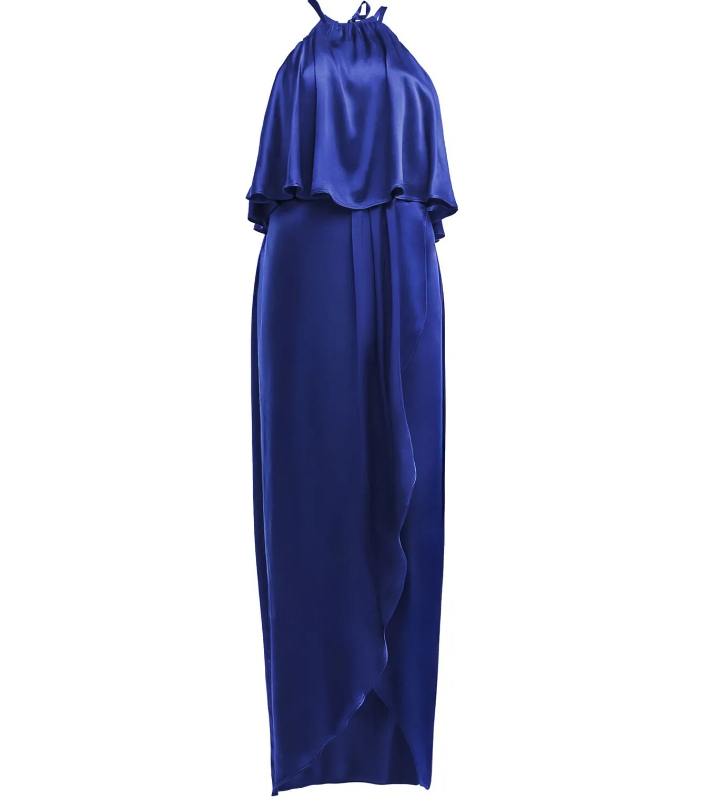 Goddiva Midi-jurk “Satin Viscose Front Wrap Midaxi Dress” darkBlue Clearance