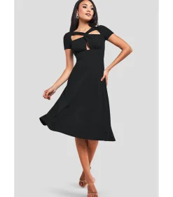 Goddiva Midi-jurk “Scuba Crepe Twist Cutout Midi Dress” black Best