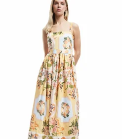Koton Midi-jurk Vrouwen Bloemenprint Zomer yellow Outlet