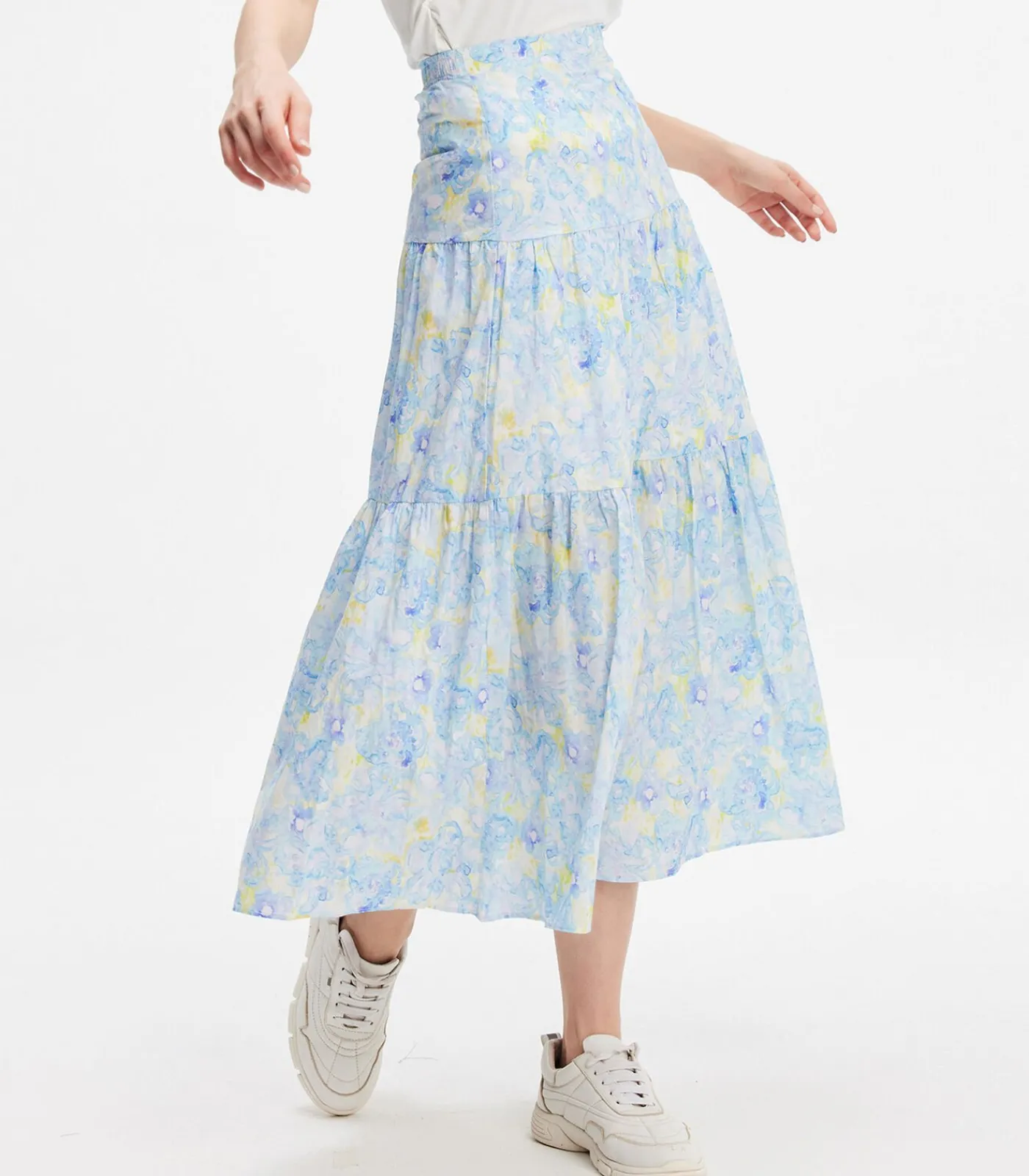 Smart & Joy Midi-rok met gelaagd paneel en bloemenprint lightBlue New