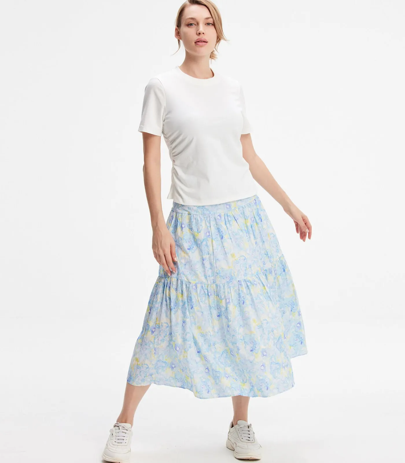 Smart & Joy Midi-rok met gelaagd paneel en bloemenprint lightBlue New