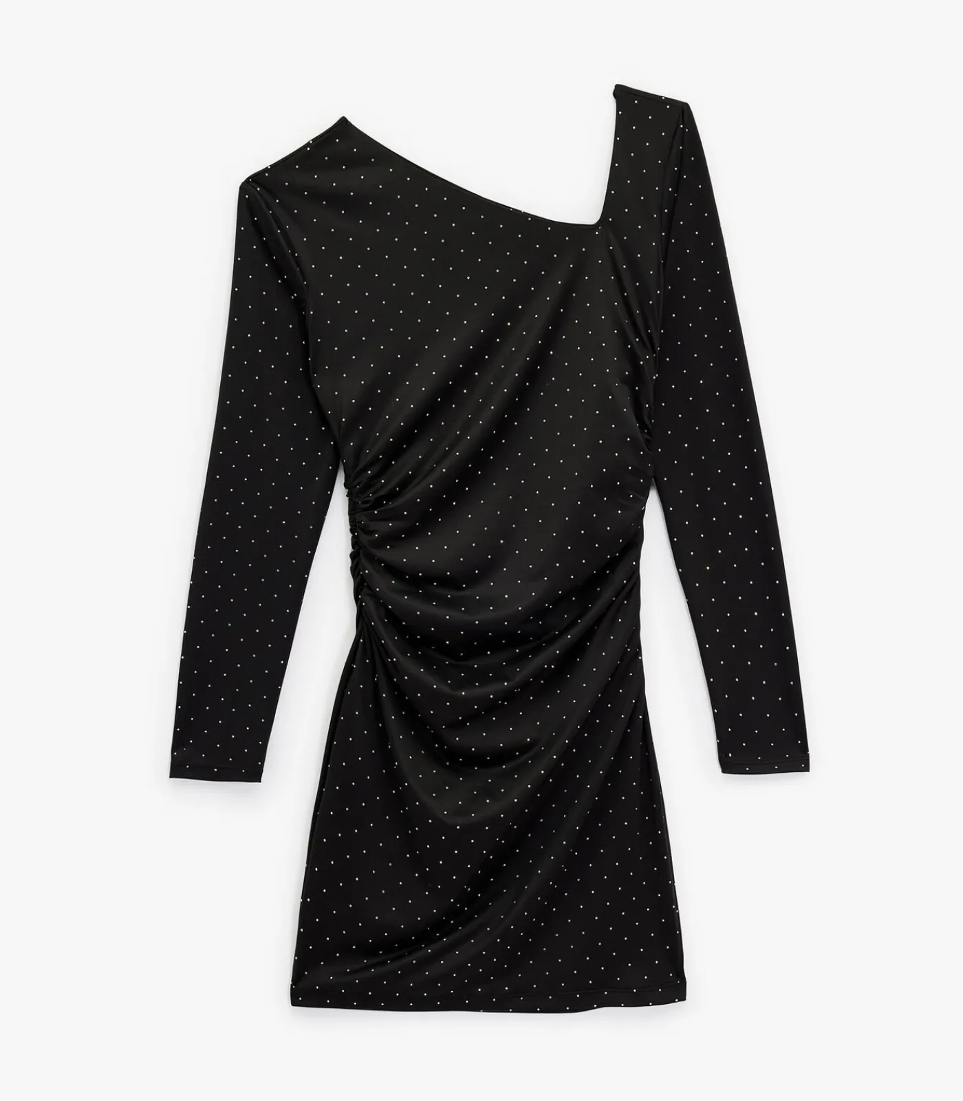 Koton Mini-jurk Asymmetrische Halslijn Lange Mouwen Strass black Hot