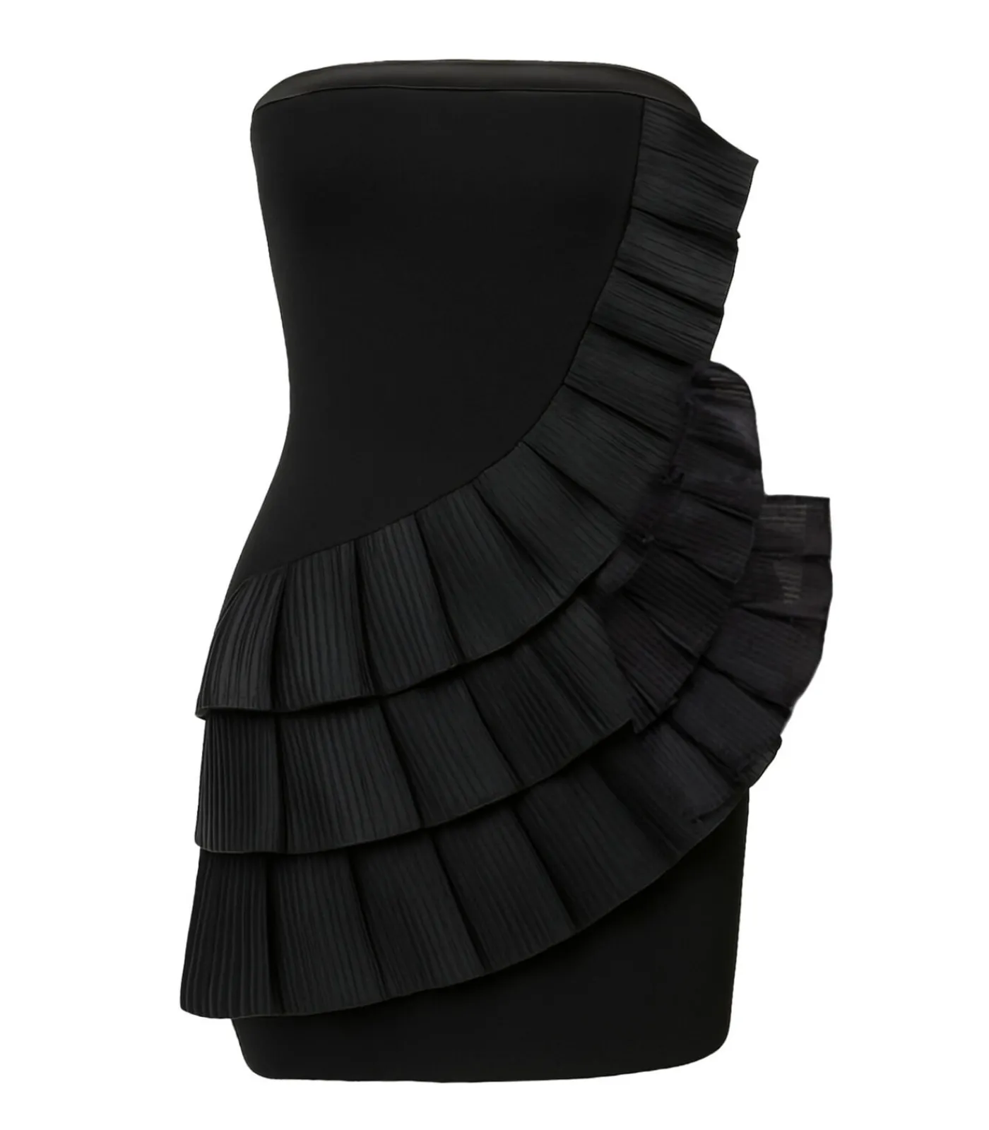 Goddiva Mini-jurk “Fan Pleated Boobtube Scuba Crepe Mini” black Online