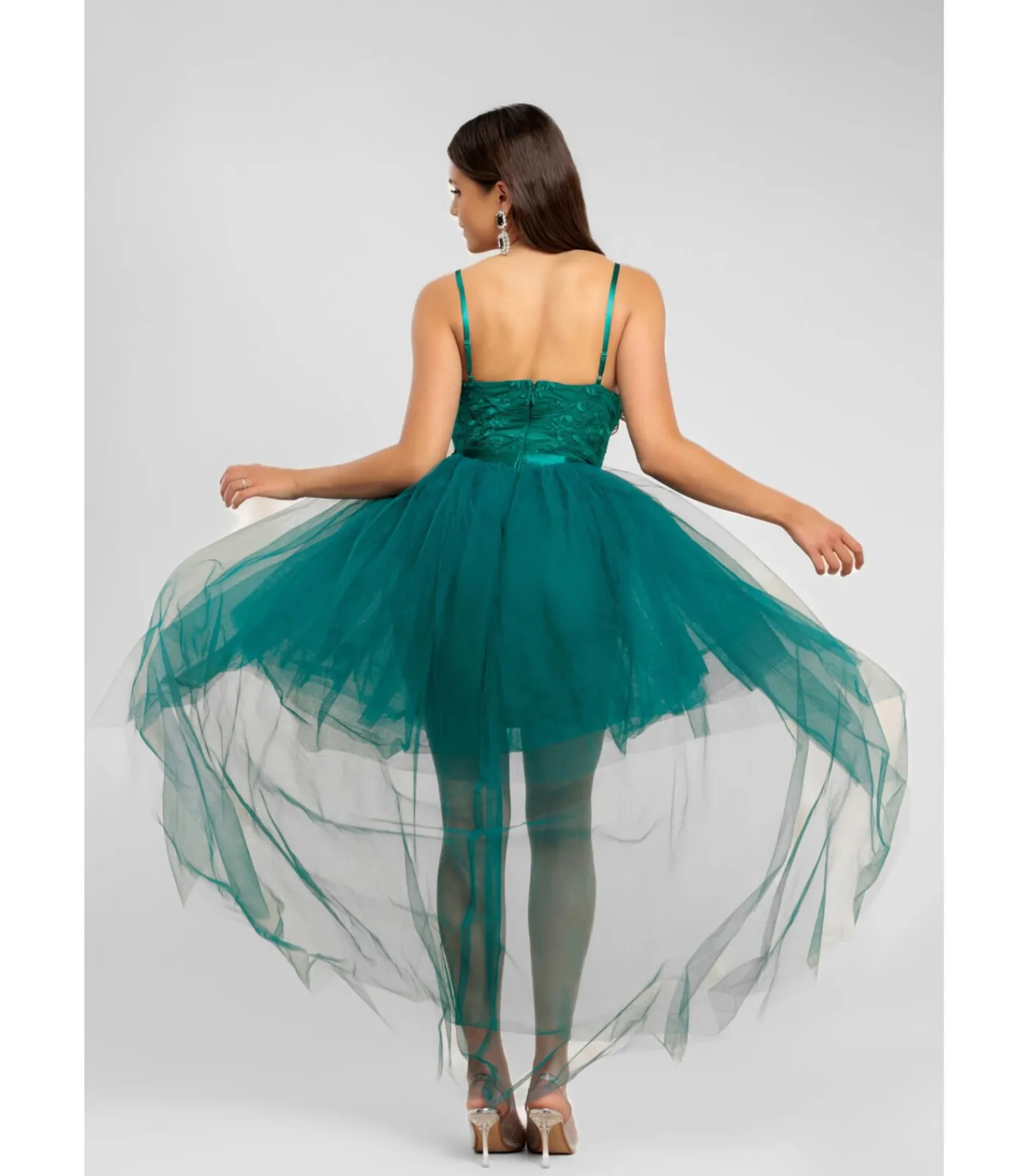 Goddiva Mini-jurk “High Low Tulle Mini With Lace Bodice” green Outlet