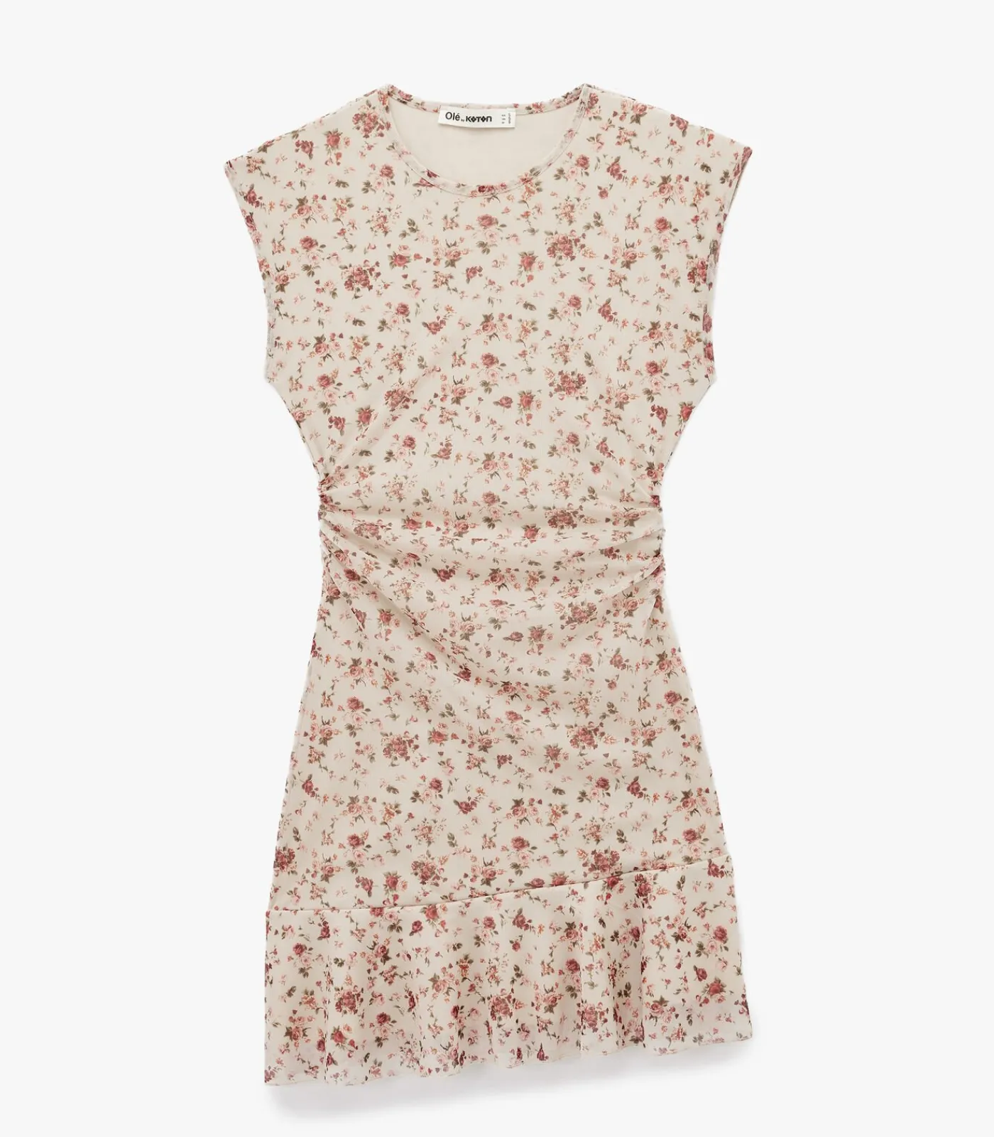 Koton Mini-jurk Mouwloos Asymmetrisch Bloemenpatroon pink Discount