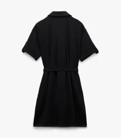 Koton Mini-jurk Polo Kraag Korte Mouwen Zwarte Knoopsluiting black Outlet