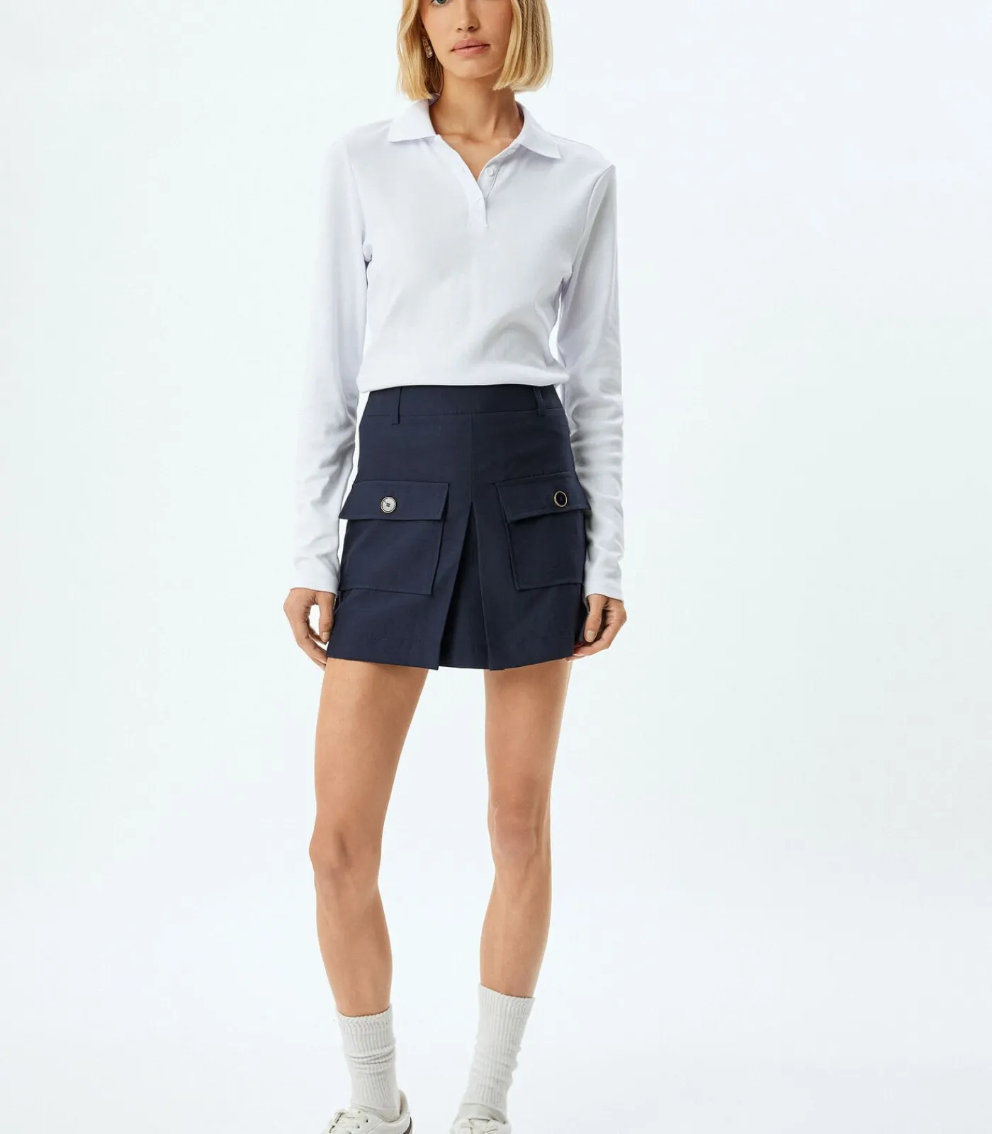 Koton Mini-lengte Normale taille Broekenrots navyBlue Clearance