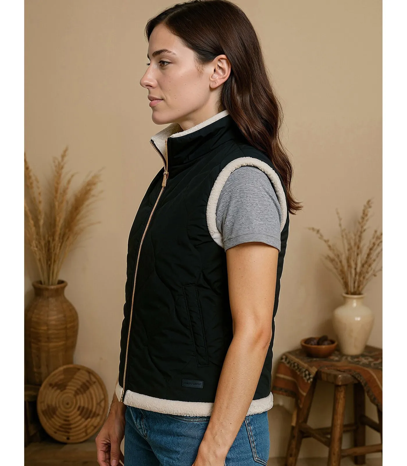 J&JOY Mouwloos damesjack met fleece binnenkant multicolor Clearance