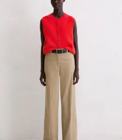Marc O'Polo Mouwloos gebreid gilet slim red