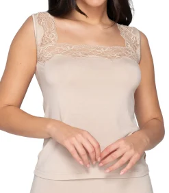 LUNA Mouwloos topje Micro Touch beige Online