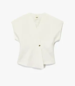 Koton Mouwloze Asymmetrische V-hals Oversized Gilet white Clearance