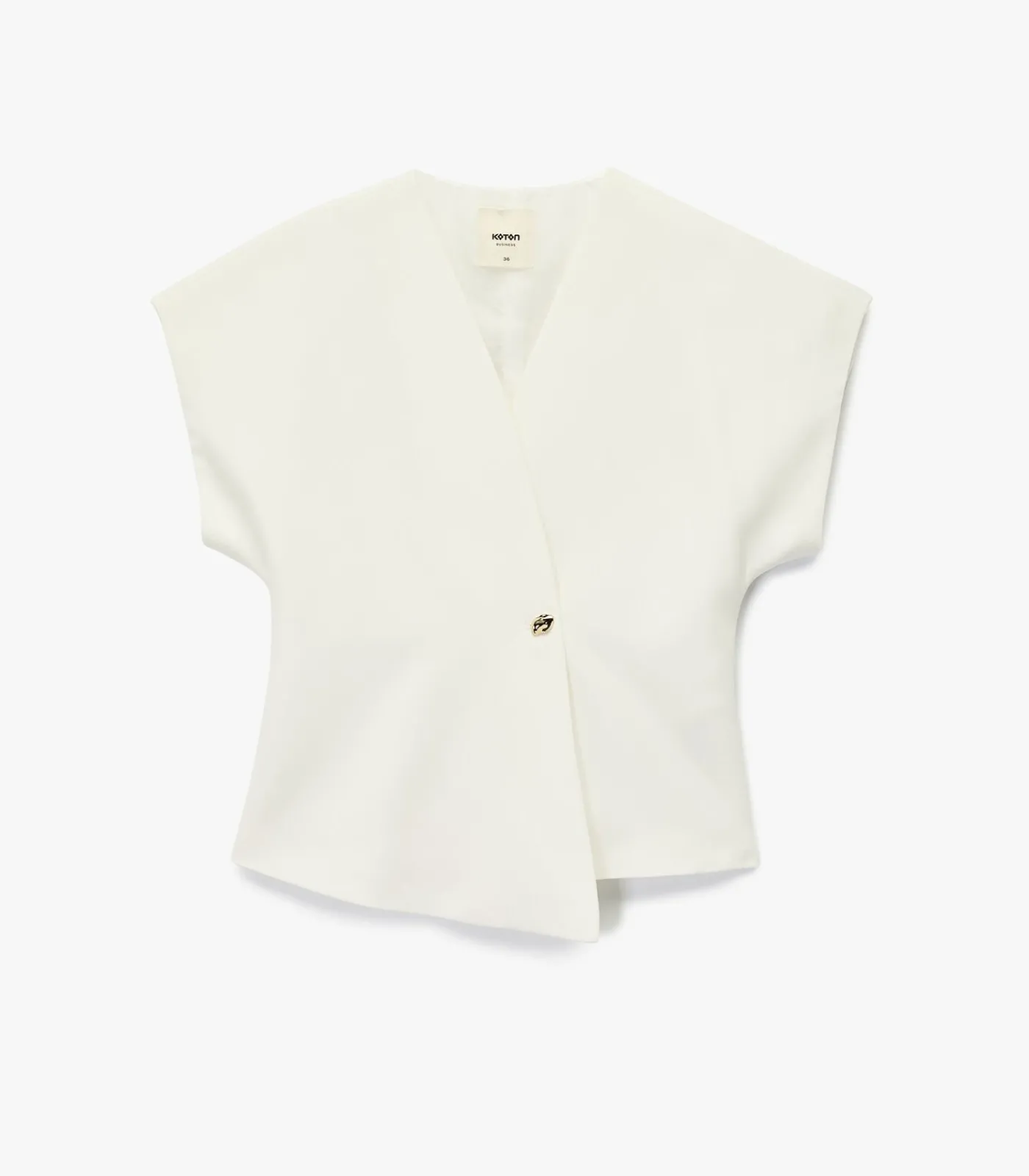 Koton Mouwloze Asymmetrische V-hals Oversized Gilet white Clearance