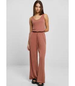 Urban Classics Mouwloze jumpsuit modal grote maten vrouwen red New