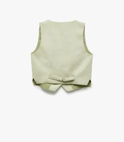 Koton Mouwloze Linnen Blazer Yelek met Knoopsluiting green Best