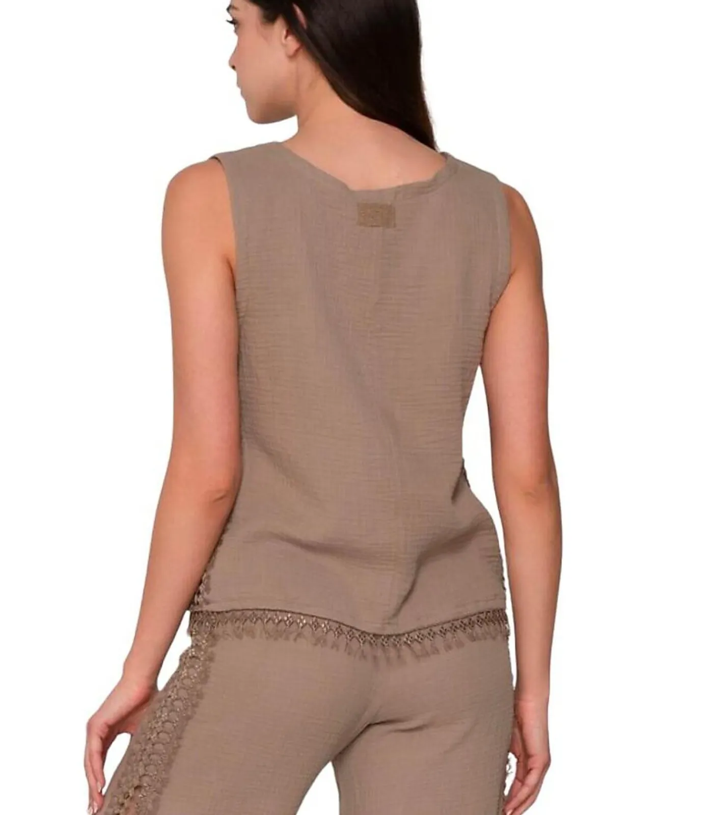 LUNA Mouwloze top Bliss brown Discount