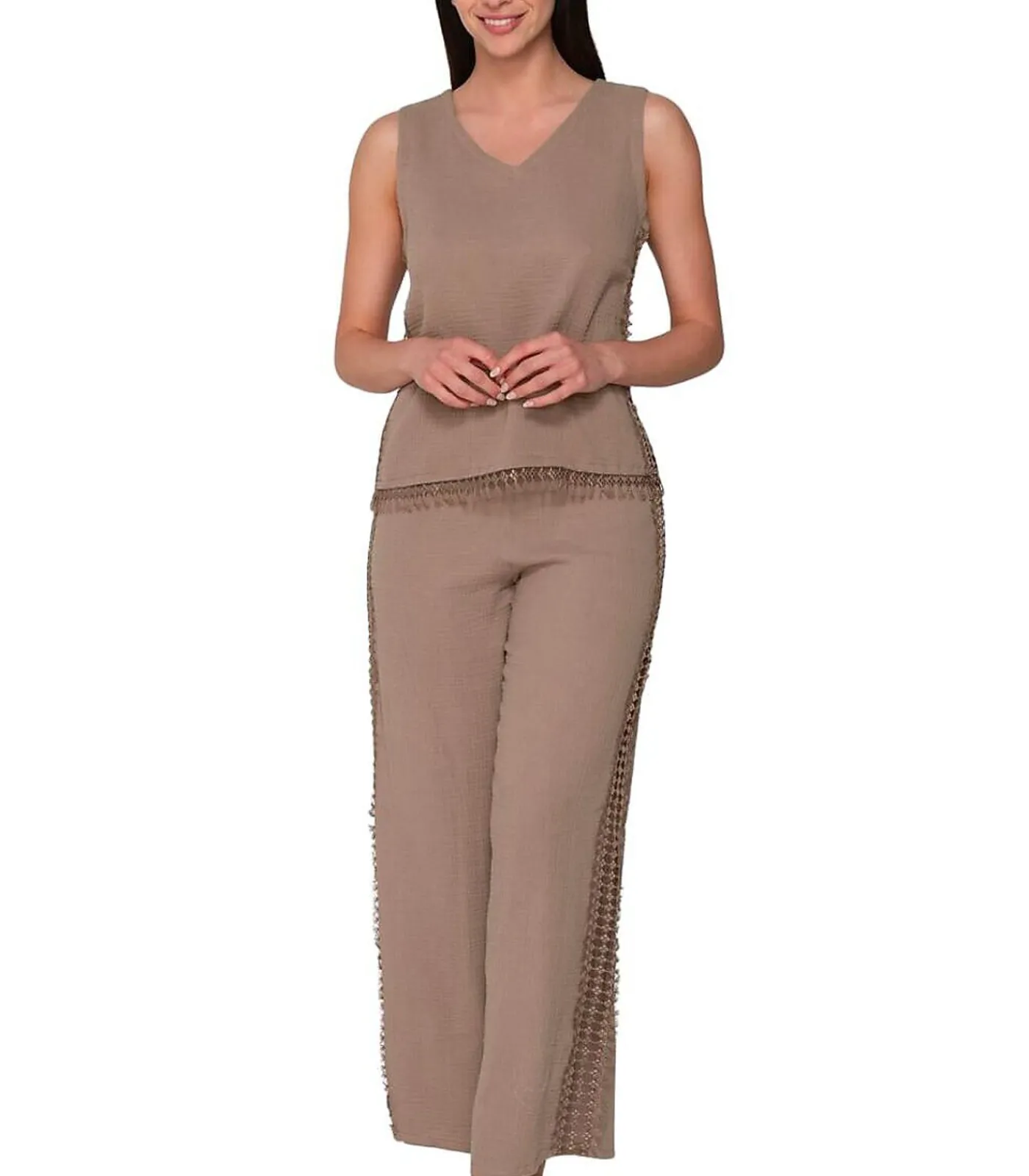 LUNA Mouwloze top Bliss brown Discount