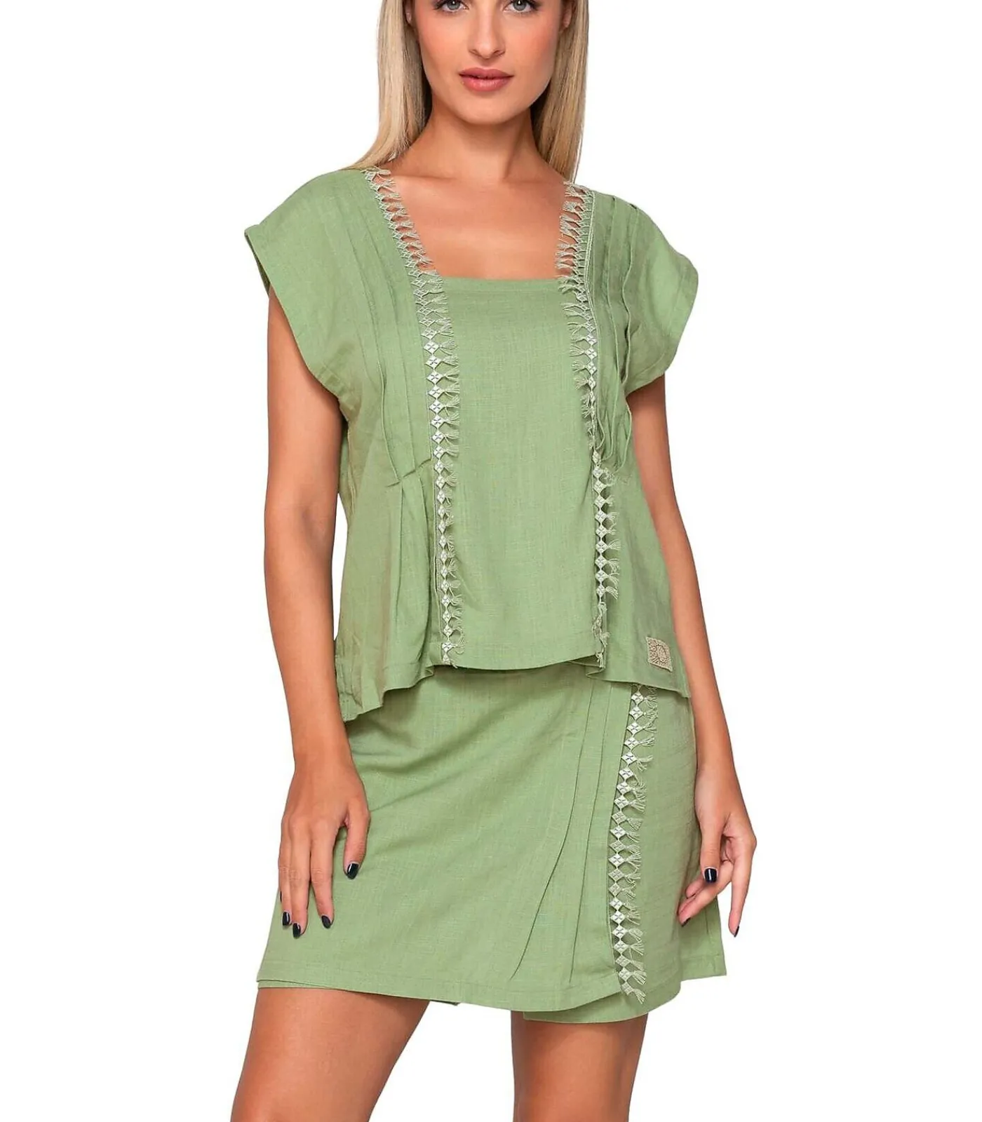 LUNA Mouwloze top SAGE green Online