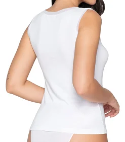 LUNA Mouwloze V-hals top Cotton Touch white Hot