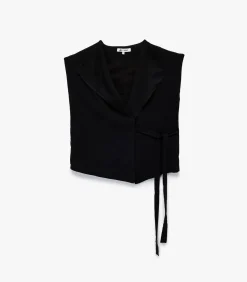 Koton Mouwloze Zwarte Wikkelblouse met Ceintuur black