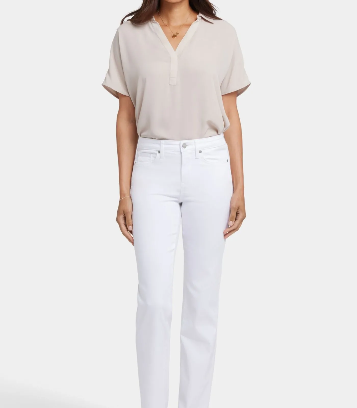 NYDJ No Gapper™ Marilyn Straight Jeans in Petite in Sure Stretch® Denim met Gestreepte Stretch white Online