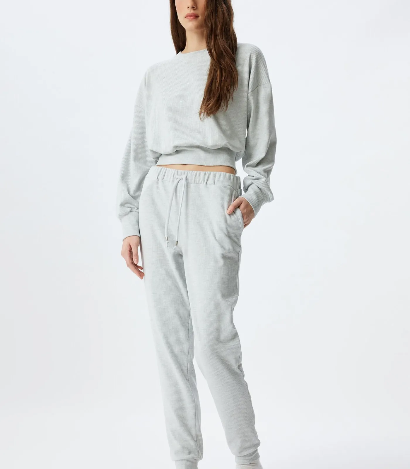Koton Normale taille Elastisch mouw Pyjama'S Gebreide Onderkleding gray Clearance