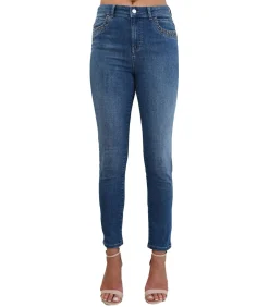BLEU D'AZUR OMAN - BLAUWE SLIM JEANS MET ZAKJE MET STUDS blue Hot