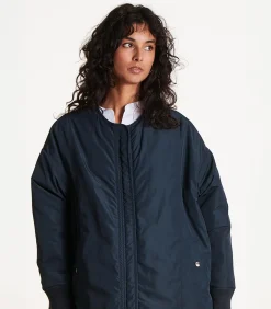 La Fée Maraboutée Omkeerbaar blauw donsjack met afneembare capuchon navyBlue Outlet