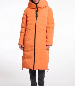 Rino&Pelle Omkeerbare lange jas met capuchon Chocoladeboon en oranje 34 bordeaux/orange Online