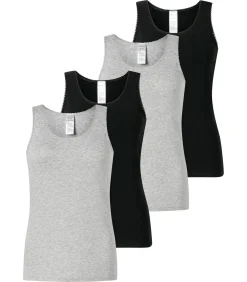 SCHIESSER Onderhemd Verpakking van 4 black/gray New