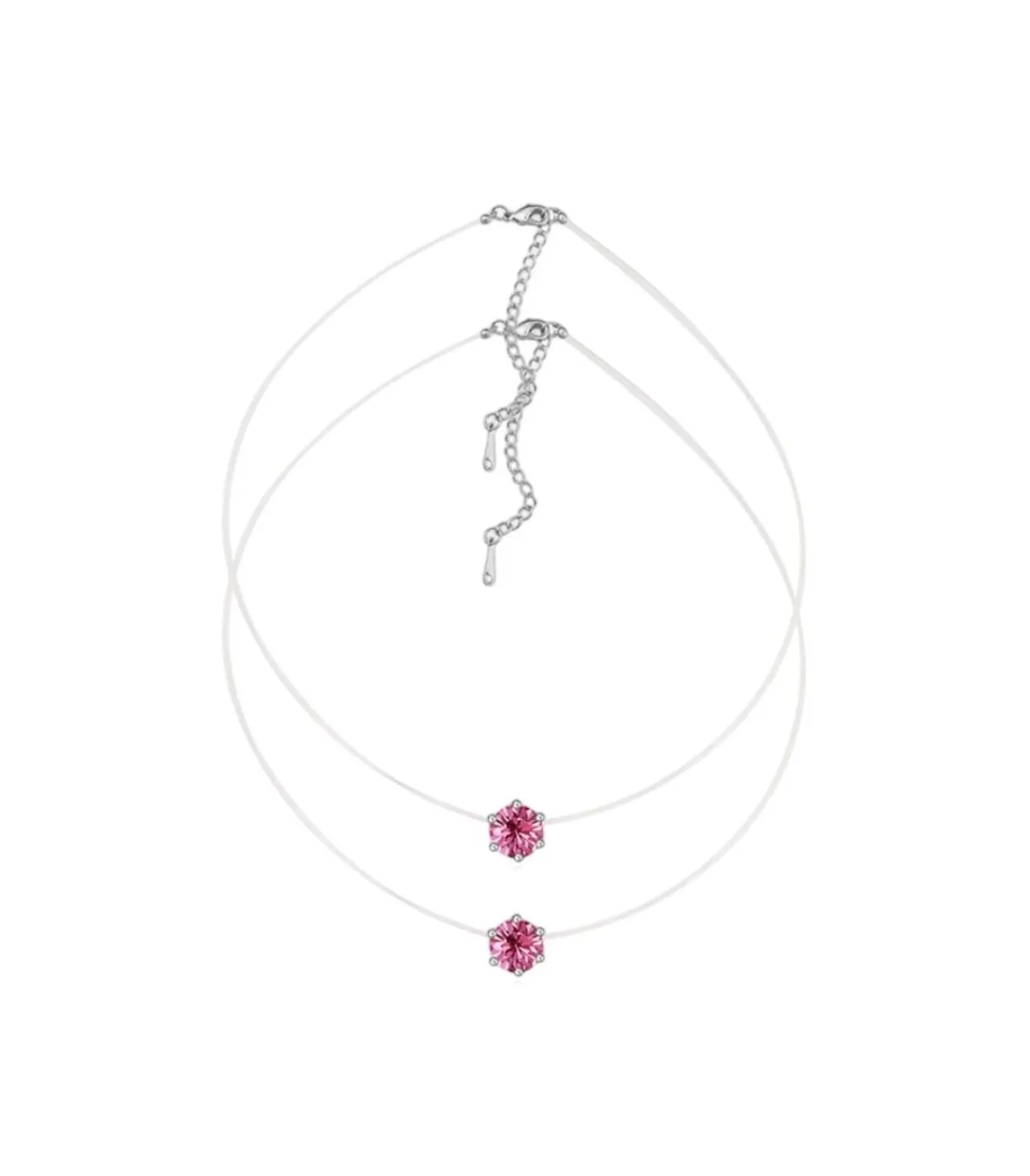 MYC-Paris Onzichtbare hangers - Oostenrijks kristal silver/pink Hot