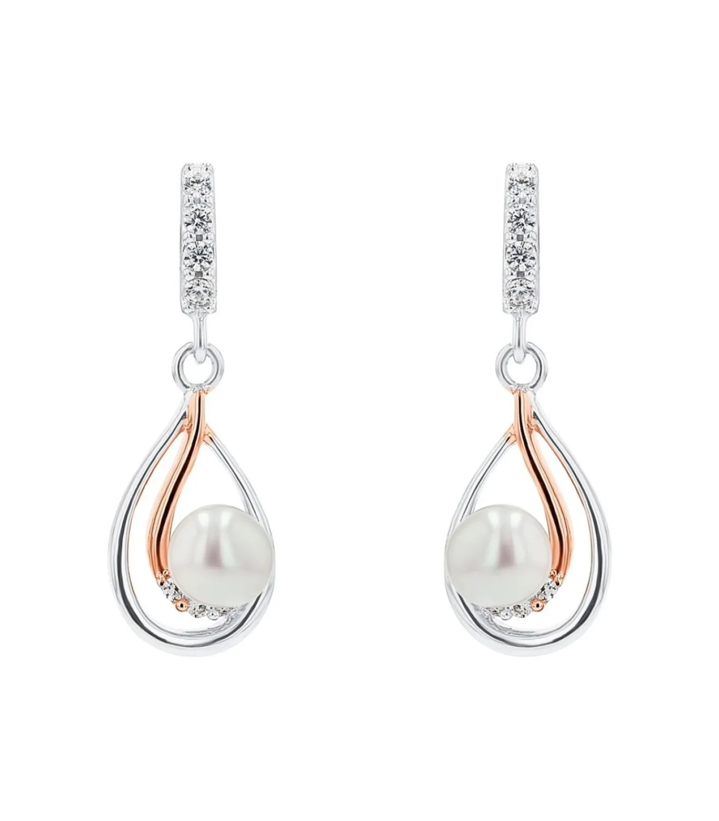 Amor Oorbellen für Damen, 925 Sterling Silber, Zirkonia synth., Süßwasserzuchtperle gold/silver Outlet