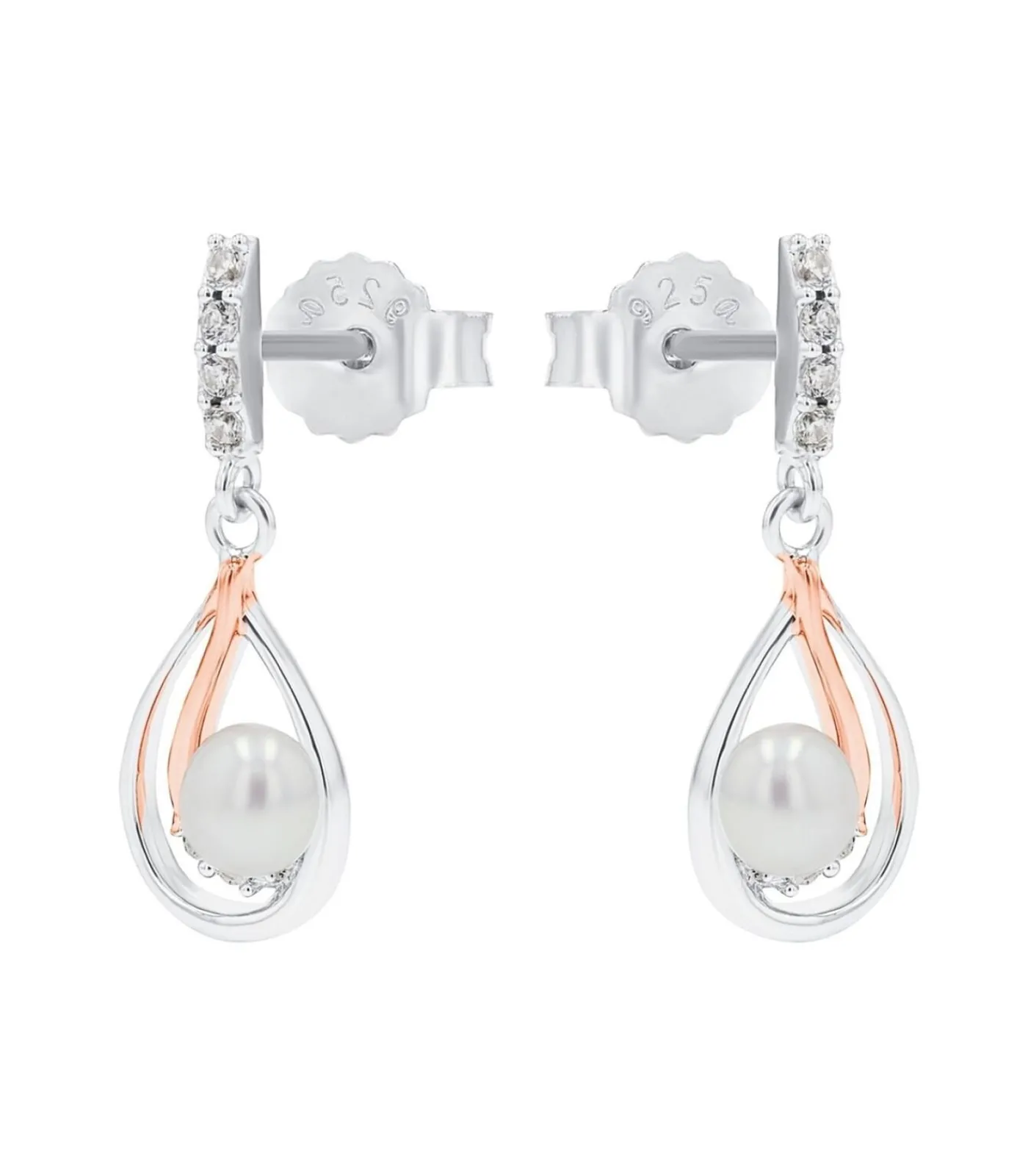 Amor Oorbellen für Damen, 925 Sterling Silber, Zirkonia synth., Süßwasserzuchtperle gold/silver Outlet