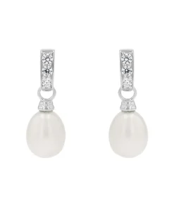Amor Oorbellen für Damen, 925 Sterling Silber, Zirkonia synth., Süßwasserzuchtperle silver New
