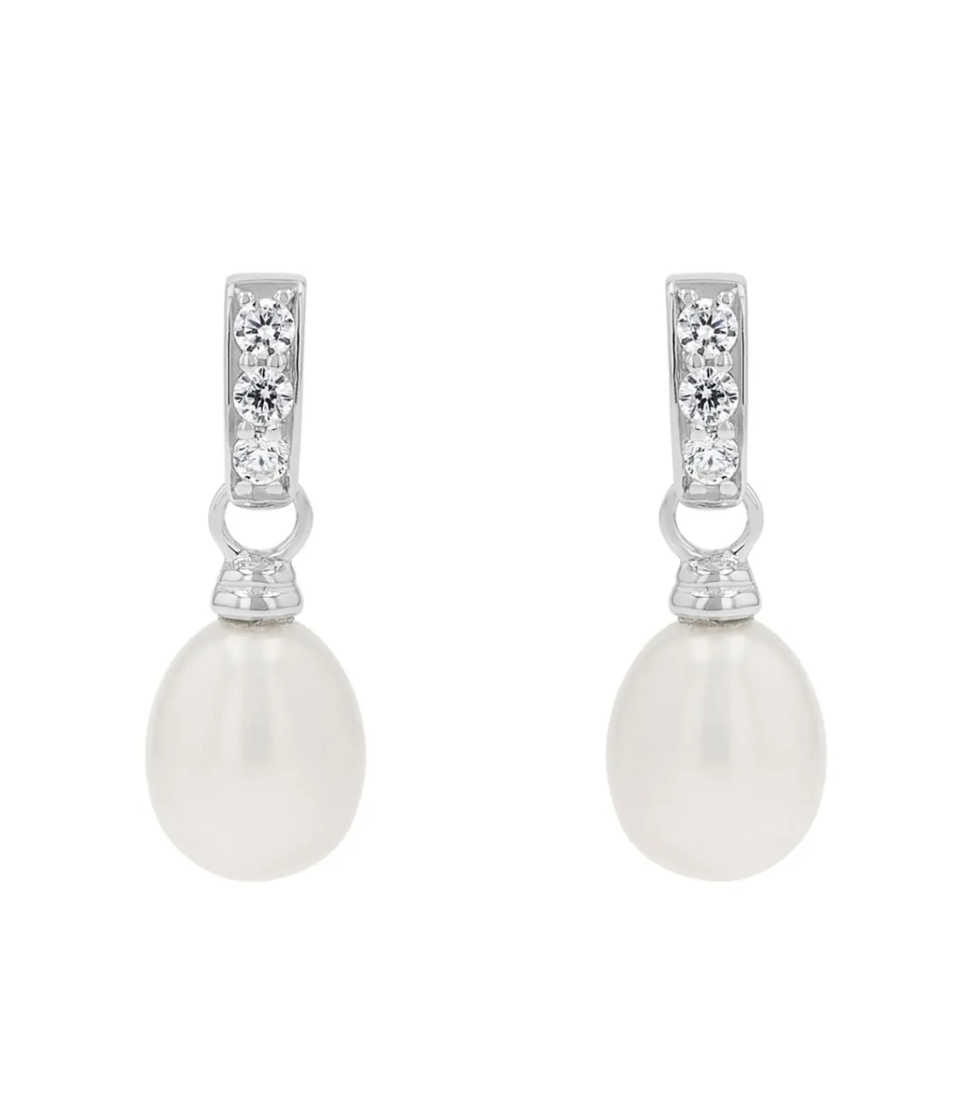 Amor Oorbellen für Damen, 925 Sterling Silber, Zirkonia synth., Süßwasserzuchtperle silver New