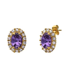 Lucardi Oorbellen Staal purple Discount