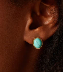 Lucardi Oorbellen Staal - Goudkleurig turquoise Best