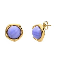 Lucardi Oorbellen Staal - Goudkleurig blue Clearance