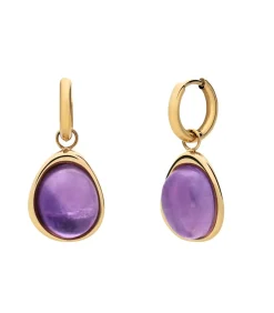 Lucardi Oorbellen Staal - Goudkleurig purple New