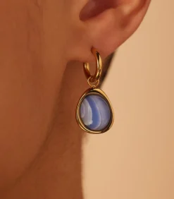 Lucardi Oorbellen Staal - Goudkleurig blue Sale