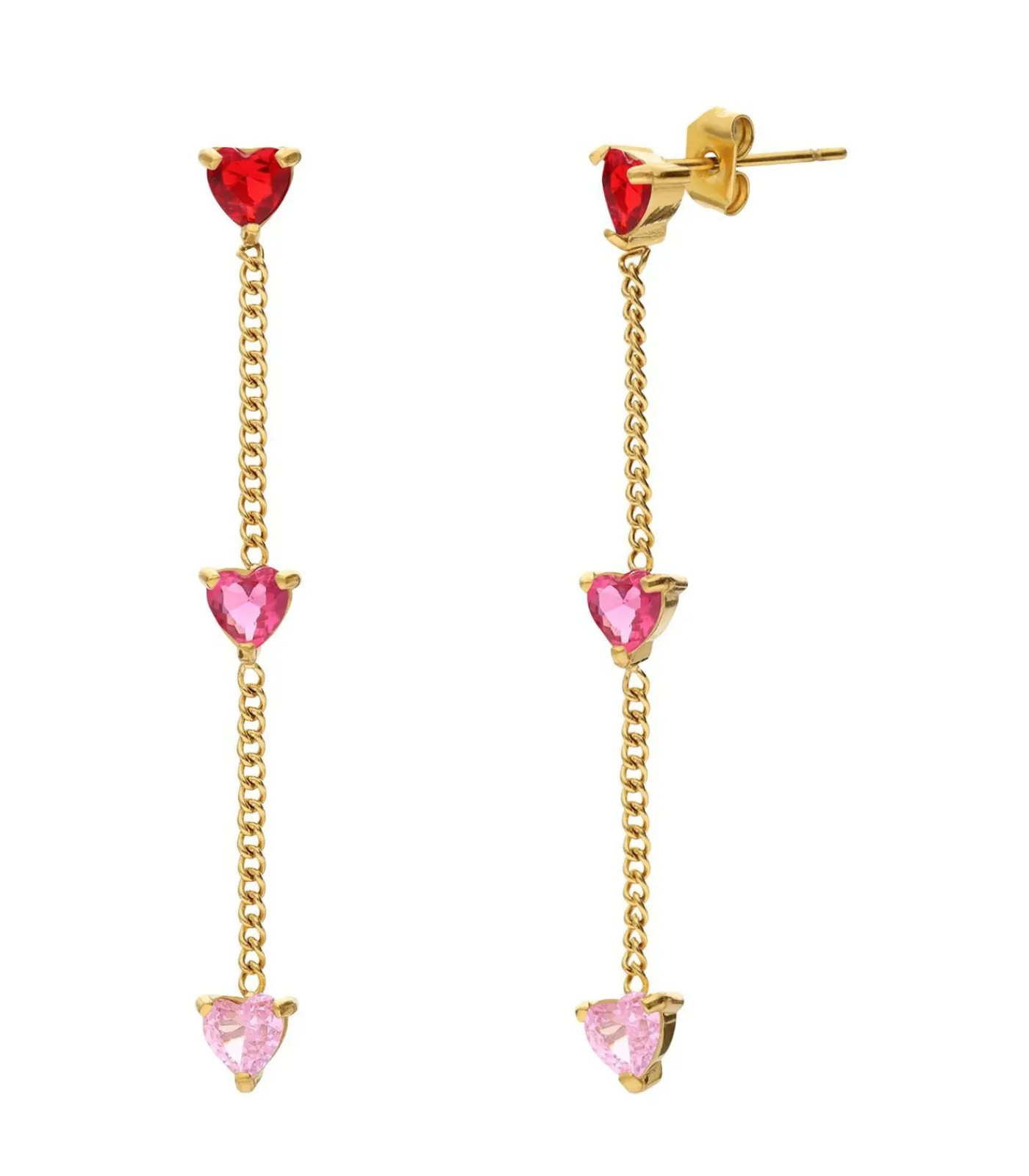 Lucardi Oorbellen Staal - Goudkleurig pink New